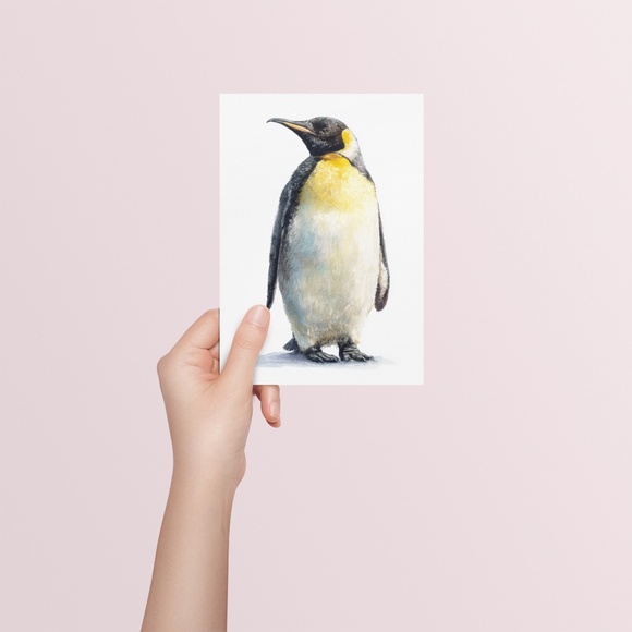 Watercolor Emperor Penguin Portrait Wall Art Print, Unframed - Regal Arctic - Picture 5 of 7